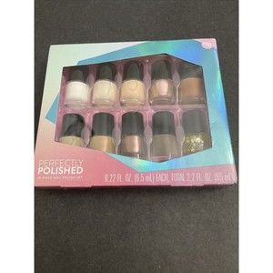 PERFECTLY POLISHED 10 Piece Nail Polish Set Colorful 0.22 oz Each NEW